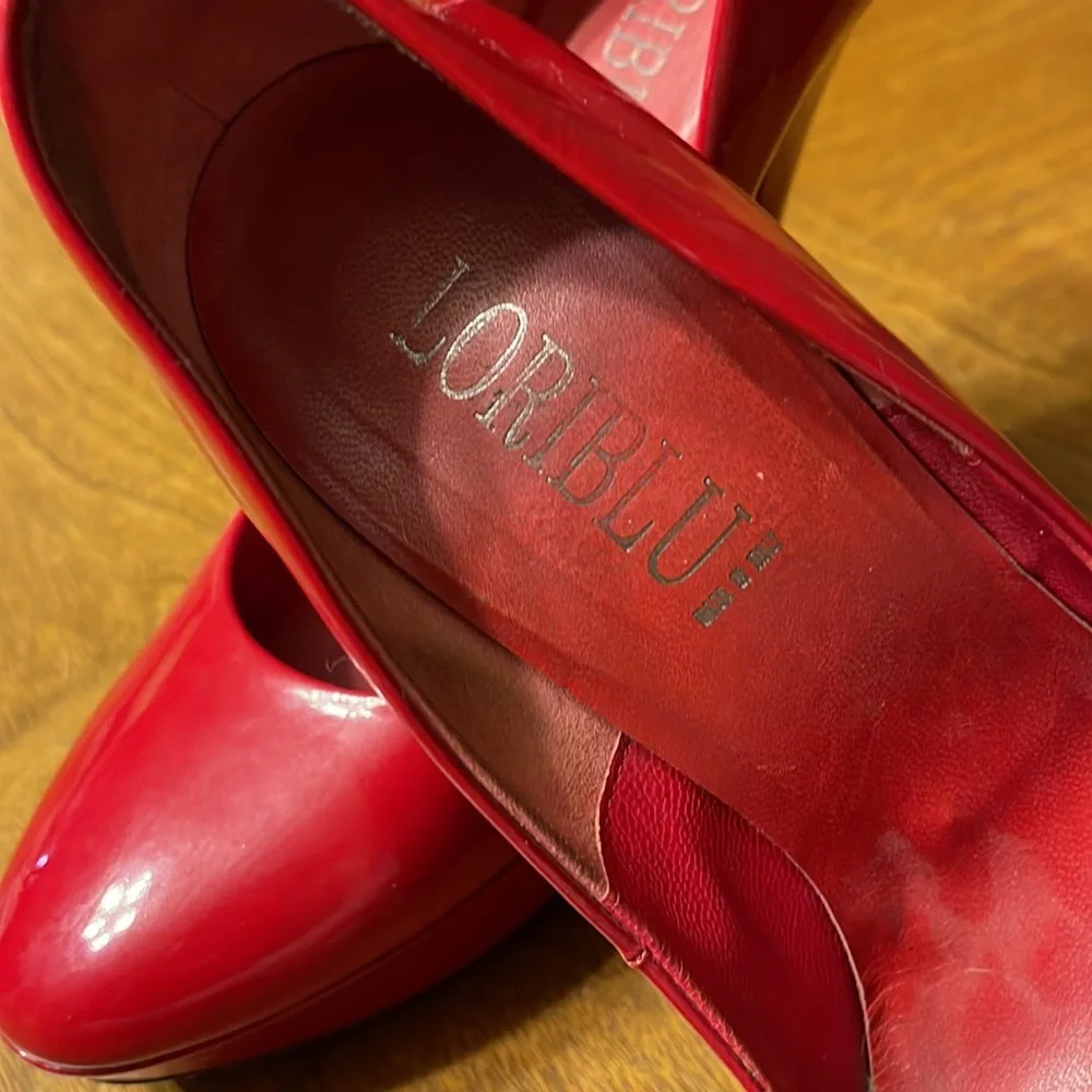 GIFTED Vintage Patent Leather Loriblu Made in Italy Red Patent Fetish Pumps 38 - Picture 5 of 15